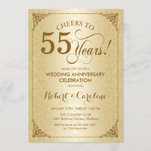 55. Hochzeitstag - Goldener Damast Einladung