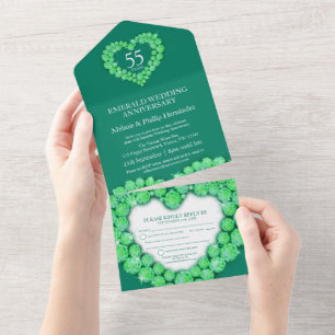 55. Hochzeitstag in Smaragdgrün Rückantwort All In One Einladung