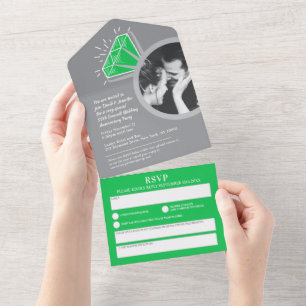 55. Hochzeitstag Smaragd-Ewigkeitsschmuckring All In One Einladung