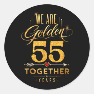 55. Hochzeitstag Verheiratet Golden Zusammen Runder Aufkleber