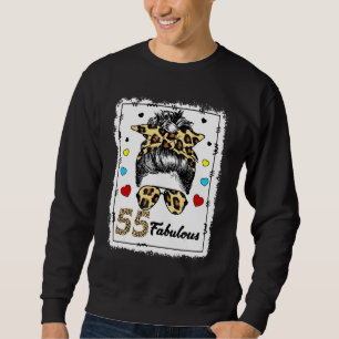 55 Jahre alt Fabulous Messy Bun Leopard 1967 Gebur Sweatshirt