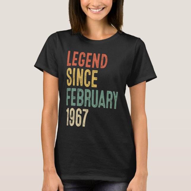 55 Jahre alte Legende seit Februar 1967 55. Geburt T-Shirt (Vorderseite)