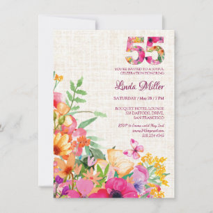 55 Jahre Blume Blumenhandtücher 55. Geburtstag Einladung