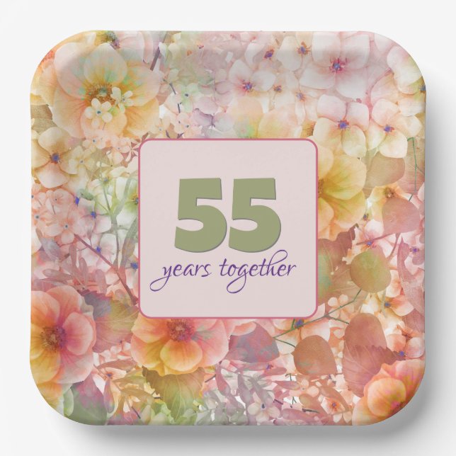 55 Jahre Cosmos Floral Design Pappteller (Vorderseite)