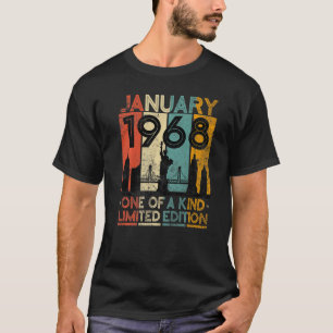 55 Jahre Vintager Januar 1968 Geburtstag Männer Wo T-Shirt