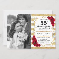 55. Jubiläum mit Foto - Gold White Red