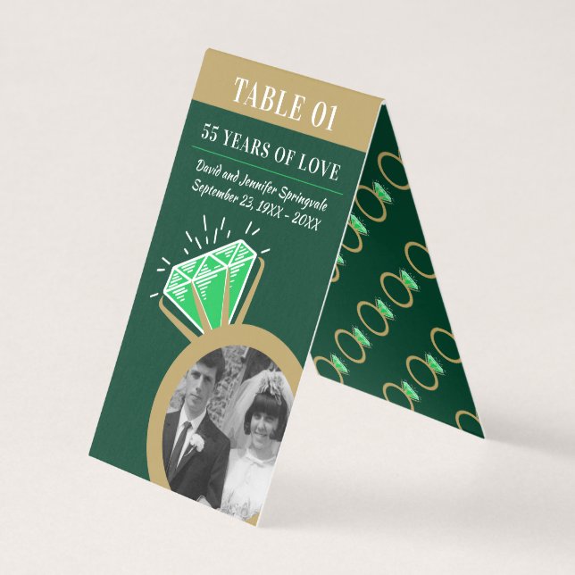 55. Jubiläum Party smaragdgolden Ring zwei Foto (Vorderseite)