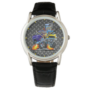 55 Lustige Auto-Metall-Diamant-Rautengitter-Platte Armbanduhr