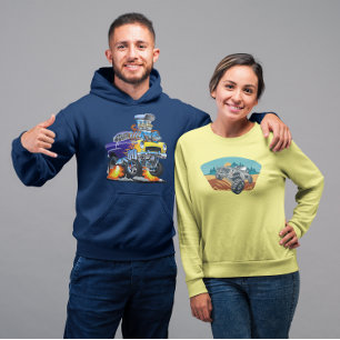 55 Lustiges Auto Flaming Drag Track Biest Hoodie