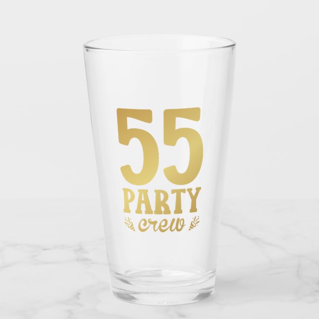 55 Party Crew 55. Geburtstag Drinken Glas (Vorderseite)