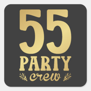 55 Party Crew 55. Geburtstag Quadratischer Aufkleber