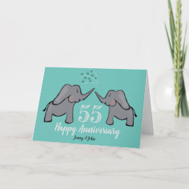 55. Smaragdhochzeitstag niedlicher Elefant Karte