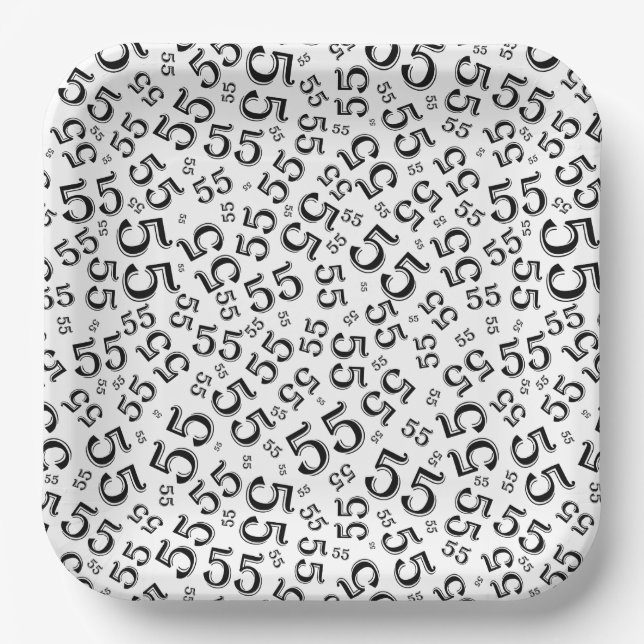  55’th Black/White  Random Number Pattern  Pappteller (Vorderseite)