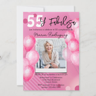 55 y Fabulosa Pink Foto Spanisch 55. Geburtstag Einladung