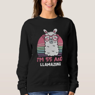 55 Year Old Bday Llamazing 55th Birthday Llama Sweatshirt