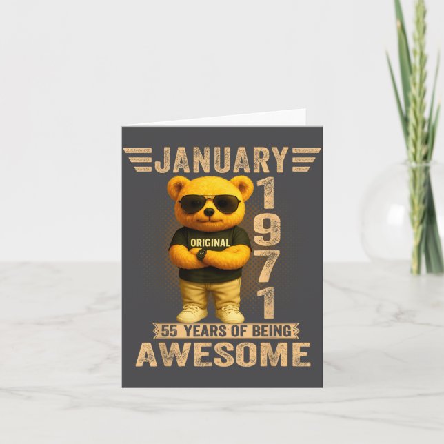 55 Year Old January 1971 Teddy Bear 55th Birthday  Karte (Vorderseite)