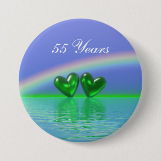 55th Anniversary Emerald Hearts Button