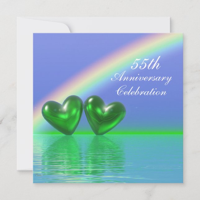 55th Anniversary Emerald Hearts Einladung (Vorderseite)