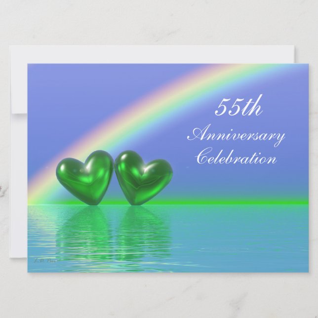 55th Anniversary Emerald Hearts Einladung (Vorderseite)