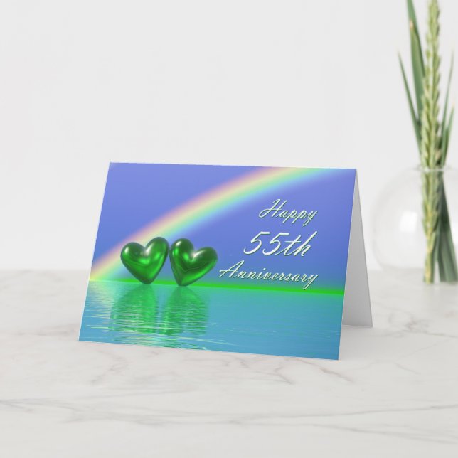 55th Anniversary Emerald Hearts Karte (Vorderseite)