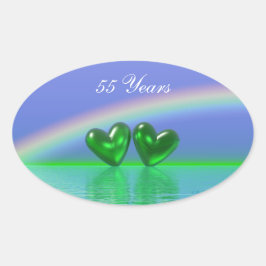 55th Anniversary Emerald Hearts Ovaler Aufkleber