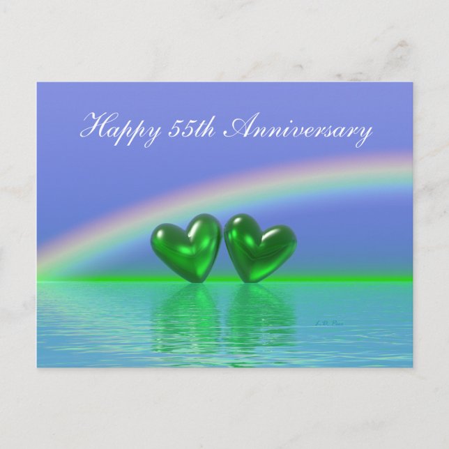 55th Anniversary Emerald Hearts Postkarte (Vorderseite)