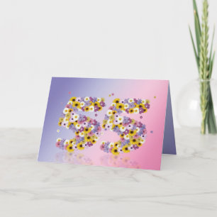 55th birthday card with flowery letters karte