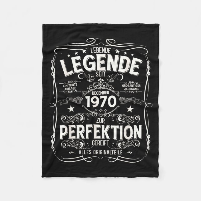 55th Birthday Gift Men Women Legend December 1970  Fleecedecke (Vorderseite)