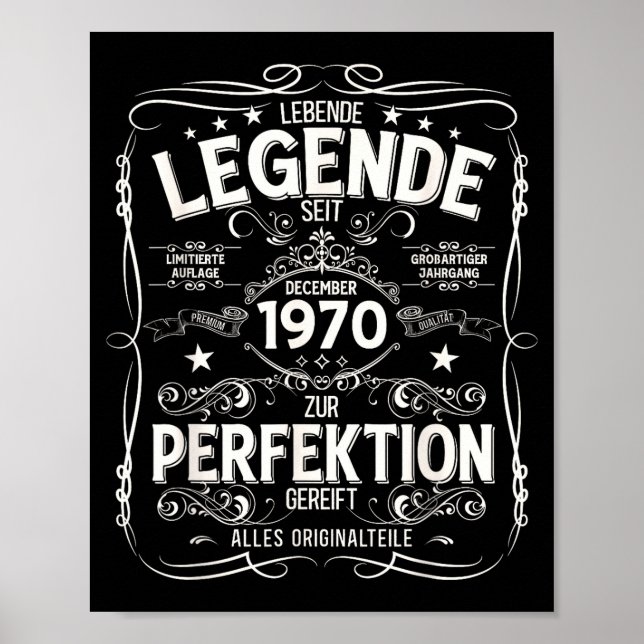 55th Birthday Gift Men Women Legend December 1970  Poster (Vorne)