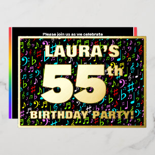 55th Birthday Party — Fun, Colorful Music Symbols Folieneinladung