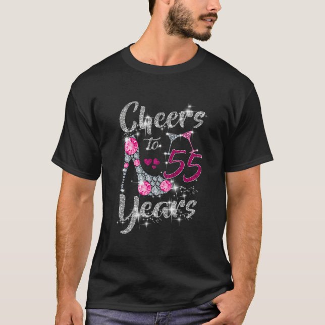 55Th Cheers To 55 Wine High Heels T-Shirt (Vorderseite)