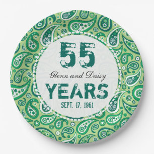 55th Emerald Wedding Annivers Paisley Pattern Pappteller