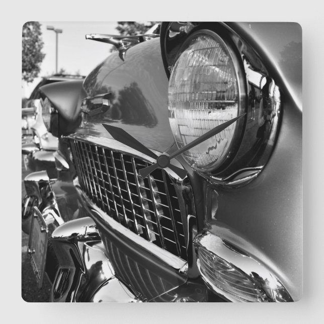 56 Chevy Wall Clock Quadratische Wanduhr (Vorderseite)