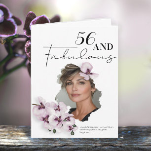 56 & Fabulous Orchid Foto Geburtstagskarte Karte