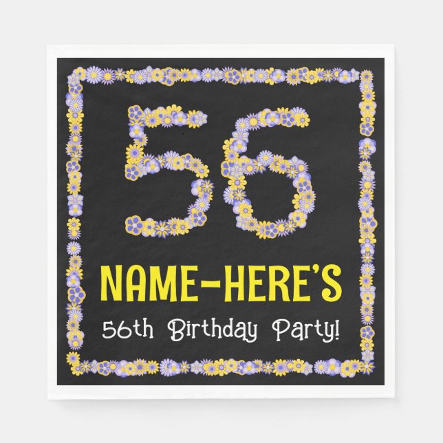 56. Geburtstag: Blumennummer, Individuelle Name, B Serviette (Vorderseite)