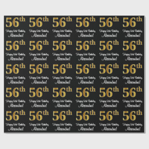56. Geburtstag: Elegante Luxuriöse Imitate Gold Lo Geschenkpapier