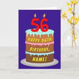 56. Geburtstag: Fun Cake and Candles + Individuell Karte