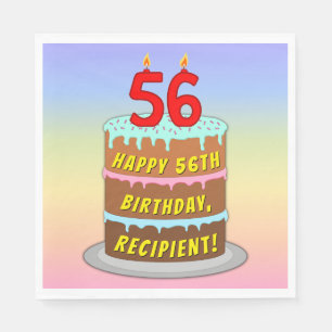 56. Geburtstag: Fun Cake and Candles + Individuell Serviette