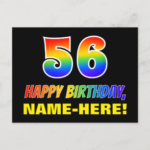 56. Geburtstag: kühl, Spaß, einfach, Regenbogen 56 Postkarte
