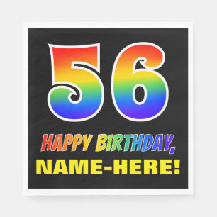 56. Geburtstag: kühl, Spaß, einfach, Regenbogen  Serviette