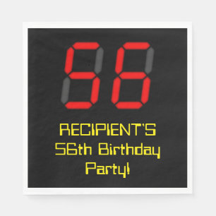 56. Geburtstag: Red Digital Clock Style "56" + Nam Serviette