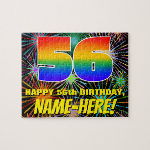 56. Geburtstag: Spaß, bunte feierliche Feuerwerke Puzzle
