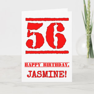 56. Geburtstag: Spaß, Red Rubber Briefmarke Inspir Karte