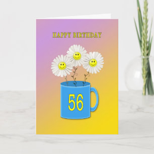 56. Geburtstagskarte mit fröhlich lächelnden Blume Karte