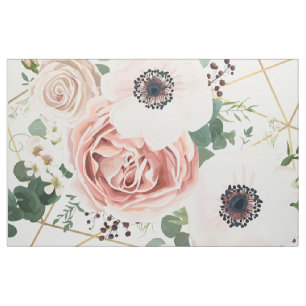 56" Inch Wide Cotton Fabric Geometric Garden Rose Stoff