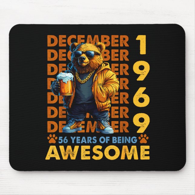 56th Birthday Bear Legends December 1969 56 Years  Mousepad (Vorne)