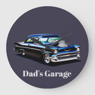 57 Blown Classic Car Muscle Street Große Wanduhr