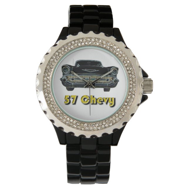 57 Chevy Kristall mit Black Enamel Watch Armbanduhr (Vorderseite)