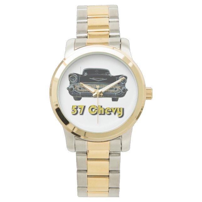 57 Chevy Two-Tone mit Gold und Silver Tone Watch Armbanduhr (Vorderseite)