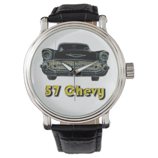 57 Chevy Vintag Lederstraffenüberwachung Armbanduhr